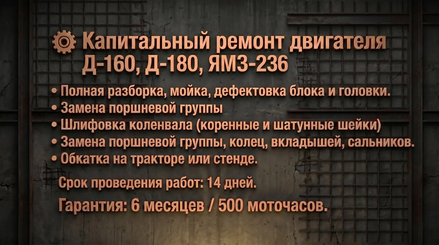 Капитальный ремонт двигателя Д-160, Д-180, ЯМЗ-236